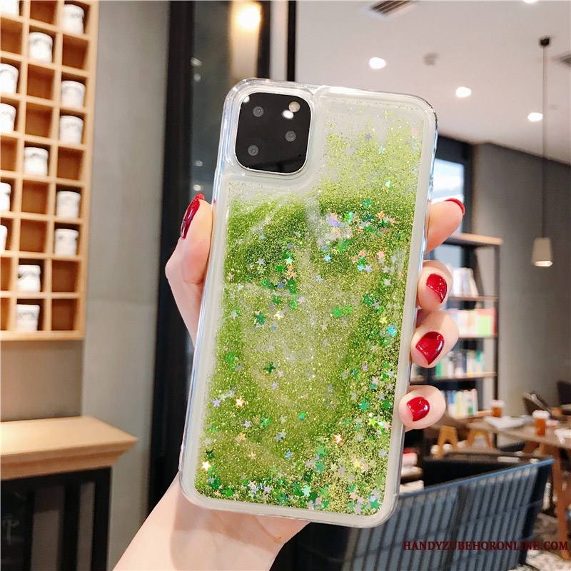 iPhone 11 Pro Liquide Transparent Quicksand Vert Coque De Téléphone Étui Protection