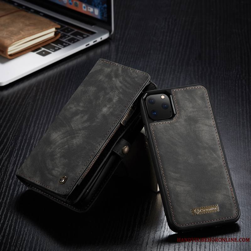 iPhone 11 Pro Max Coque Carte Business Étui Bleu Incassable Luxe Étui En Cuir