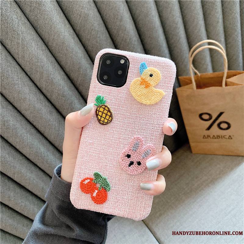 iPhone 11 Pro Max Coque De Téléphone Créatif Animal Dessin Animé Protection Étui Rose