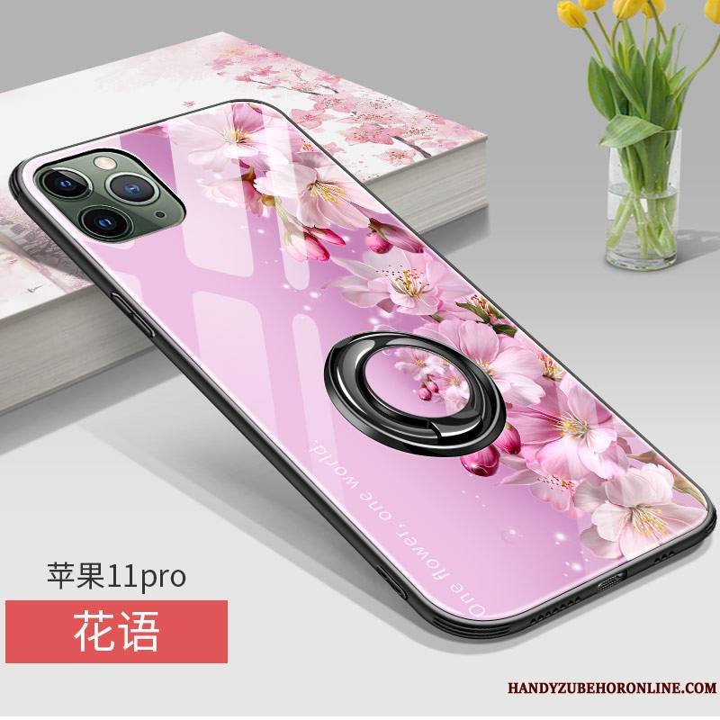 iPhone 11 Pro Max Coque Incassable Marque De Tendance Personnalité Rose Support Créatif