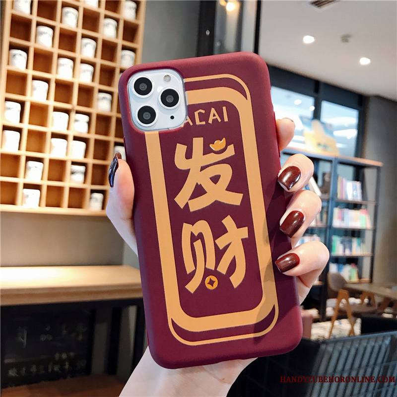 iPhone 11 Pro Max Coque Rat Rouge Personnalité Incassable Richesse De Fête Dessin Animé