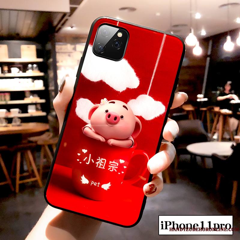 iPhone 11 Pro Max Coque Verre Incassable Charmant Tout Compris Marque De Tendance Net Rouge Créatif