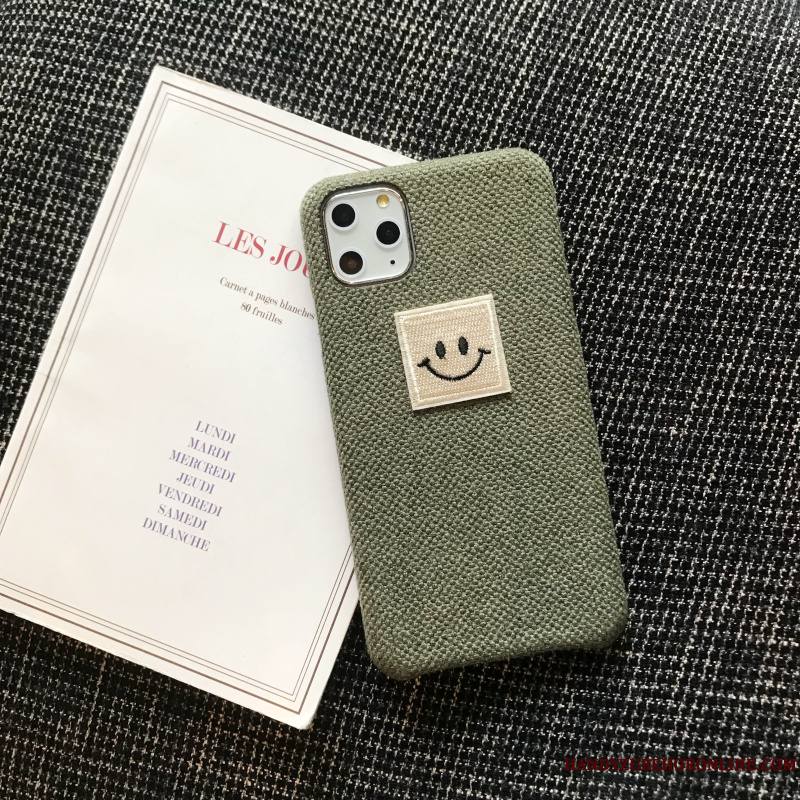 iPhone 11 Pro Max Gris Flanelle Charmant Souriant Coque Fluide Doux De Téléphone