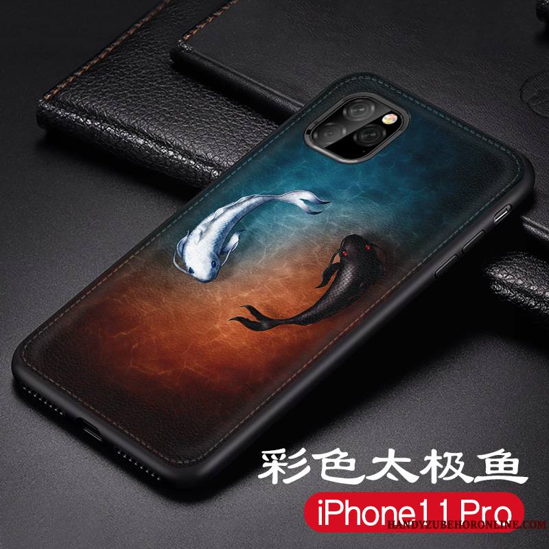 iPhone 11 Pro Max Nouveau Coque De Téléphone Délavé En Daim Silicone Étui En Cuir Noir Peinture