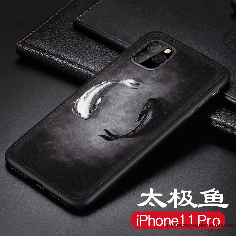 iPhone 11 Pro Max Nouveau Coque De Téléphone Délavé En Daim Silicone Étui En Cuir Noir Peinture