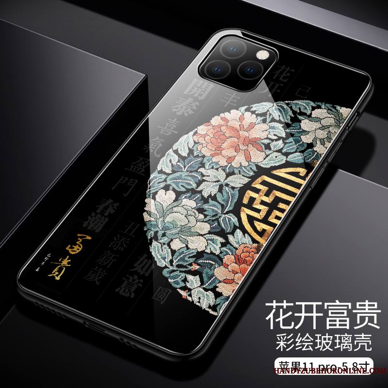 iPhone 11 Pro Max Nouveau Incassable Coque De Téléphone Luxe Verre Style Chinois Tendance