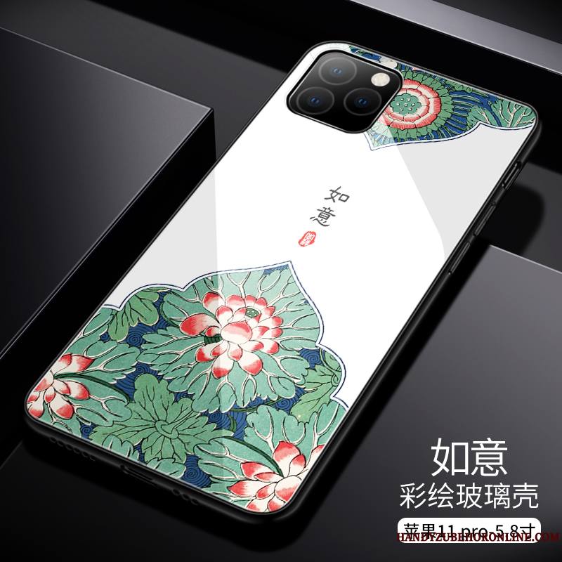 iPhone 11 Pro Max Nouveau Incassable Coque De Téléphone Luxe Verre Style Chinois Tendance