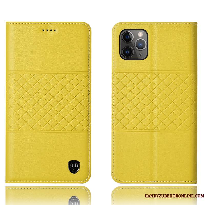 iPhone 11 Pro Max Protection Jaune Plaid Étui Étui En Cuir Coque De Téléphone Housse