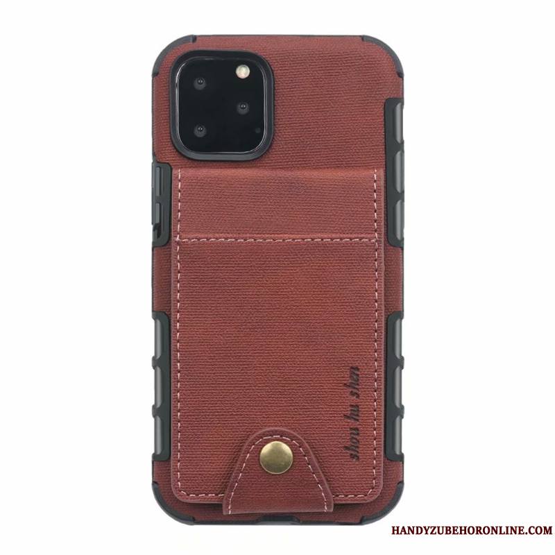 iPhone 11 Pro Max Étui En Cuir Carte Portefeuille Sac Carte Rouge Coque De Téléphone