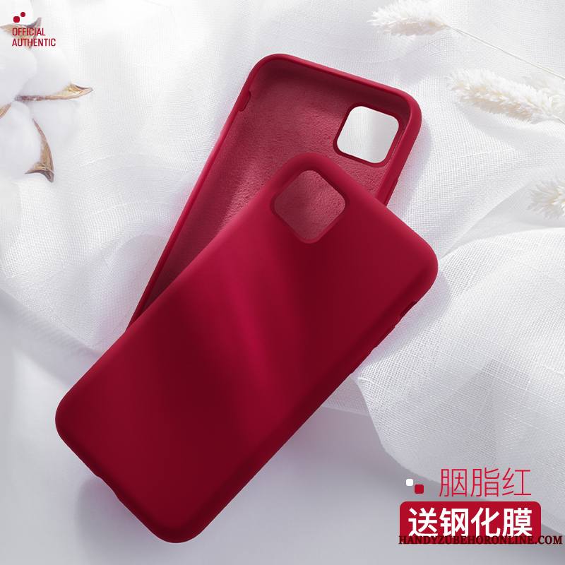 iPhone 11 Pro Nouveau Coque De Téléphone Rouge Tout Compris Silicone Net Rouge Incassable