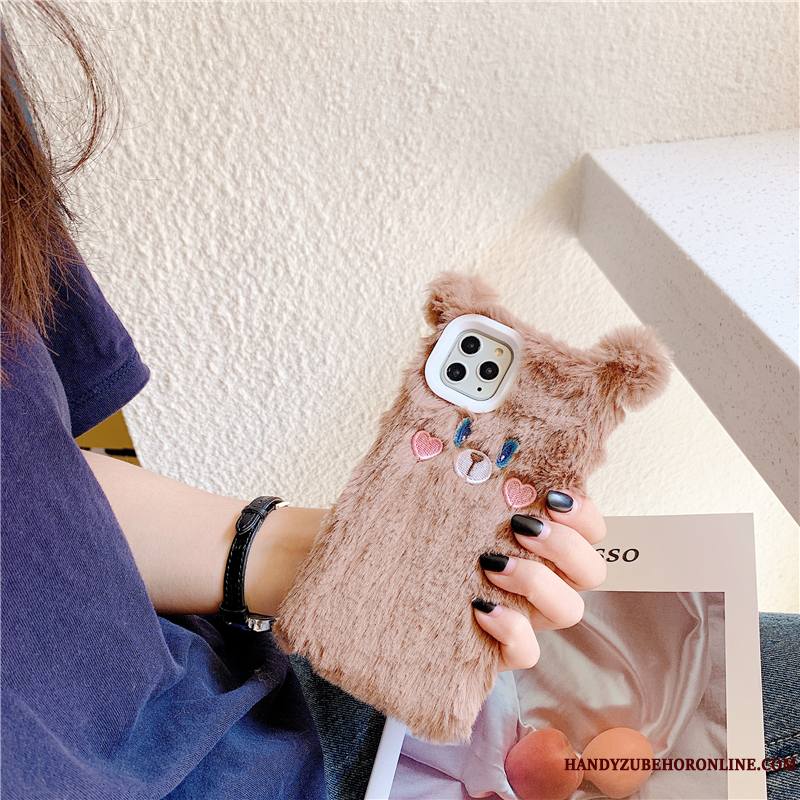 iPhone 11 Pro Petit Étui Peluche Ours Personnalité Coque De Téléphone