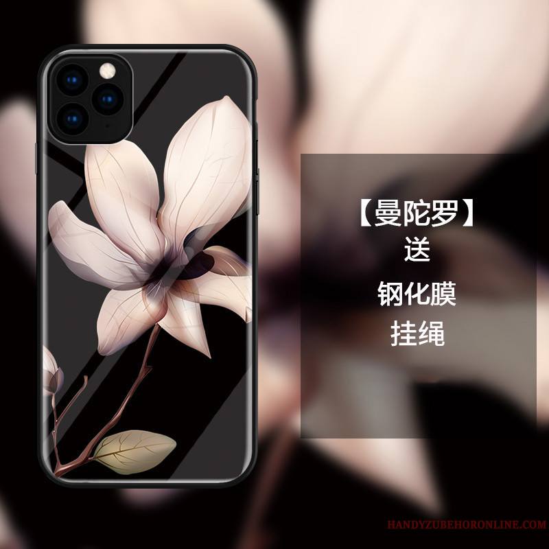 iPhone 11 Pro Protection Coque De Téléphone Simple Verre Étui Luxe Fleur