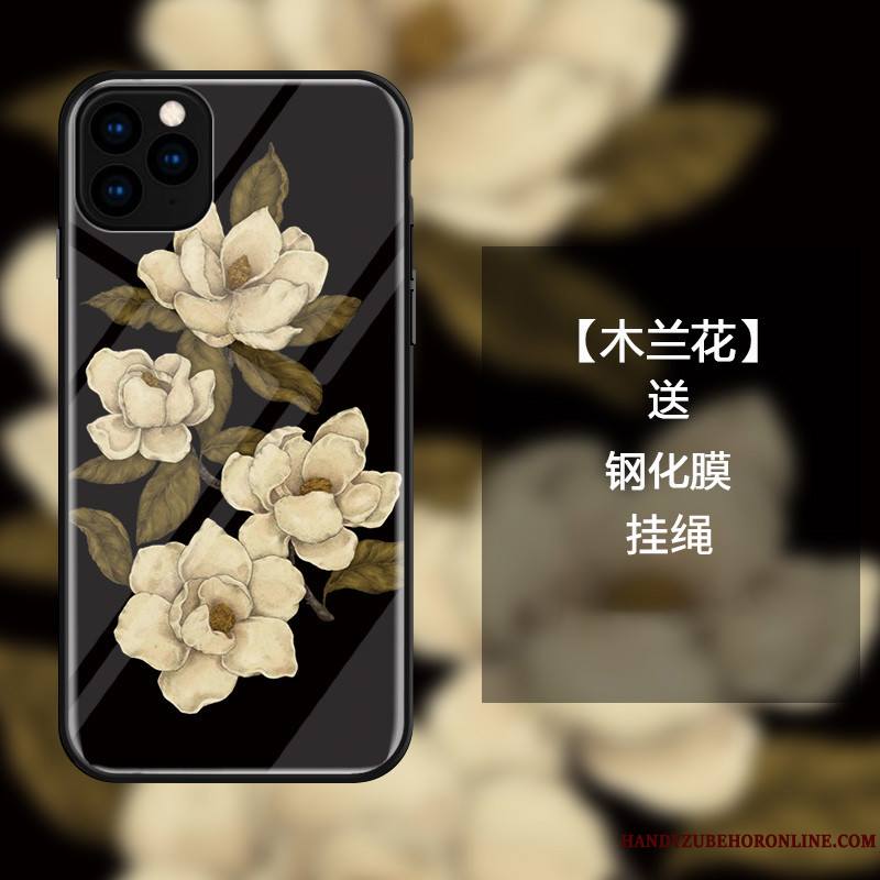 iPhone 11 Pro Protection Coque De Téléphone Simple Verre Étui Luxe Fleur