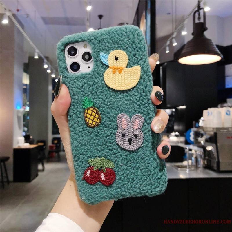 iPhone 11 Pro Vert Lapin Coque De Téléphone Créatif Broderie Petit Nouveau