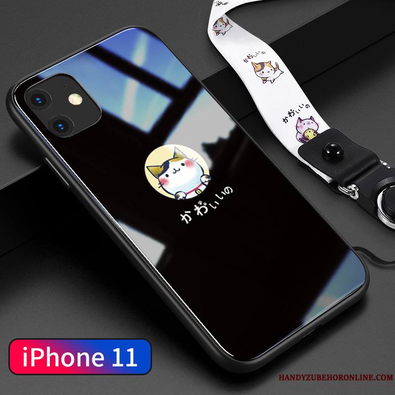 iPhone 11 Protection Dessin Animé Blanc Net Rouge Coque De Téléphone Verre Étui