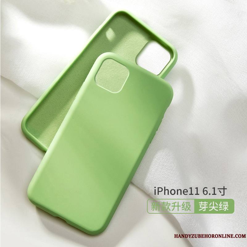 iPhone 11 Silicone Nouveau Jaune Incassable Tout Compris Délavé En Daim Coque De Téléphone