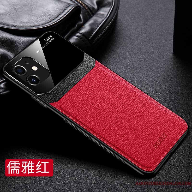 iPhone 11 Tout Compris Étui En Cuir Fluide Doux Noir Coque Tendance Incassable