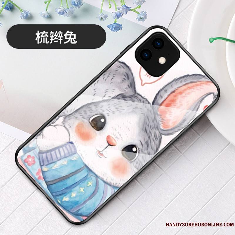 iPhone 11 Verre Lapin Charmant Incassable Étui Jaune Coque De Téléphone