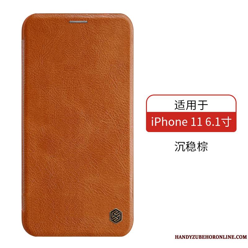 iPhone 11 Étui En Cuir Or Rouge Protection Coque Housse De Téléphone