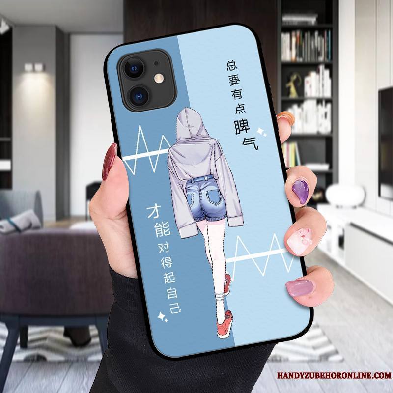 iPhone 12 Charmant Coque De Téléphone Personnalité Dessin Animé Délavé En Daim Cuir Gaufrage
