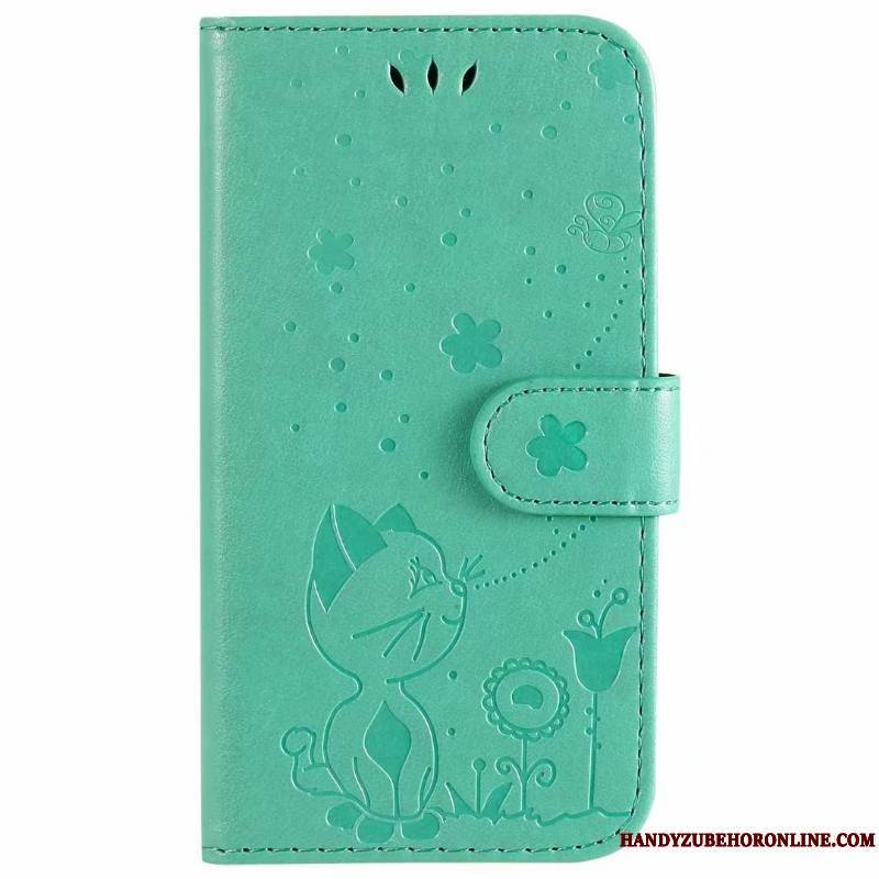 iPhone 12 Coque De Téléphone Violet Étui En Cuir Chat Housse