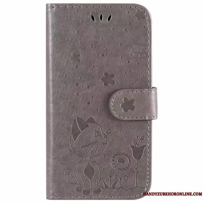 iPhone 12 Coque De Téléphone Violet Étui En Cuir Chat Housse