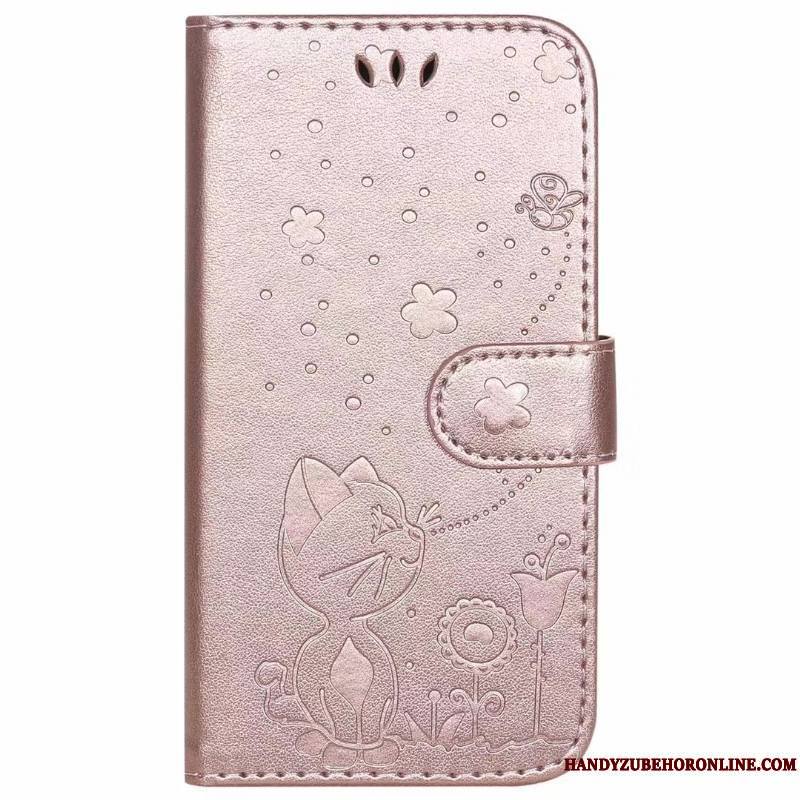 iPhone 12 Coque De Téléphone Violet Étui En Cuir Chat Housse