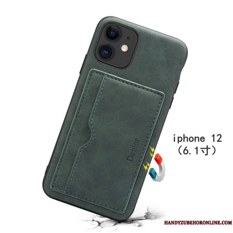 iPhone 12 Coque De Téléphone Étui Légère Vert Incassable Protection Carte