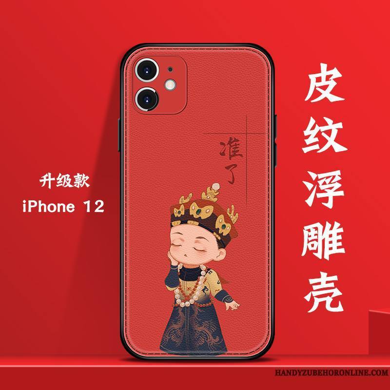 iPhone 12 Coque Net Rouge Tout Compris Incassable Tendance Personnalité Charmant Nouveau