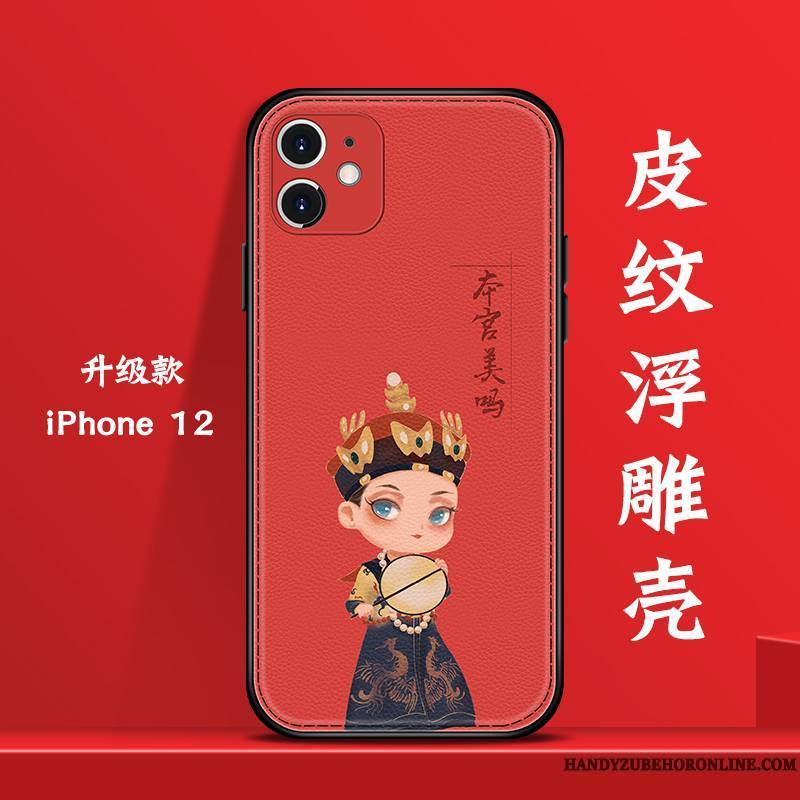 iPhone 12 Coque Net Rouge Tout Compris Incassable Tendance Personnalité Charmant Nouveau