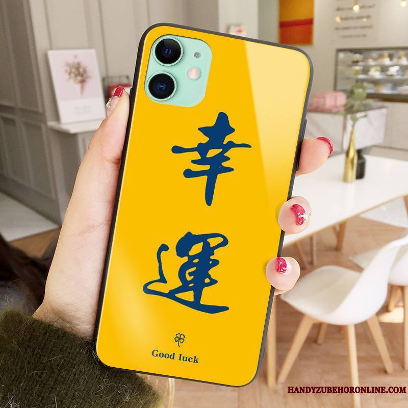 iPhone 12 Mini Amoureux Coque De Téléphone Jaune Chanceux Richesse Verre Personnalité