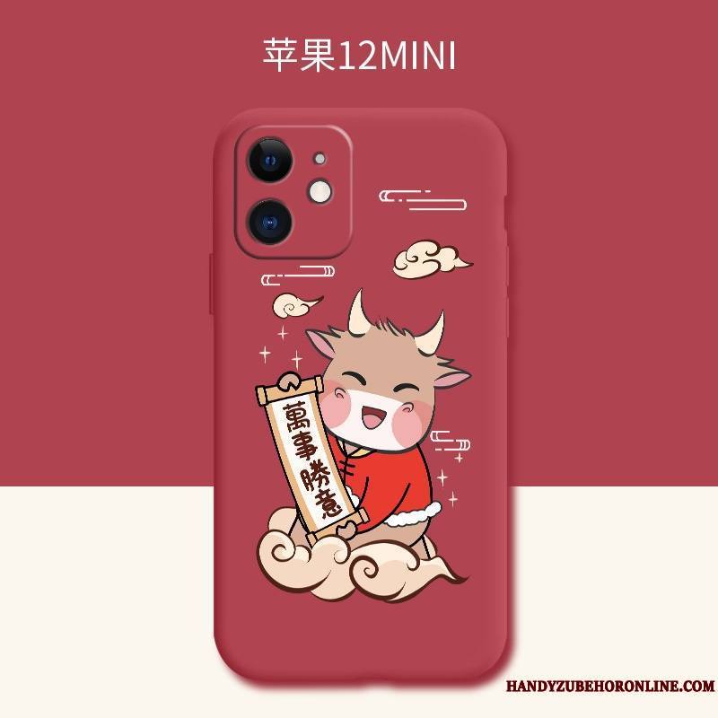 iPhone 12 Mini Coque Fluide Doux Richesse Dessin Animé Délavé En Daim Protection Silicone Créatif