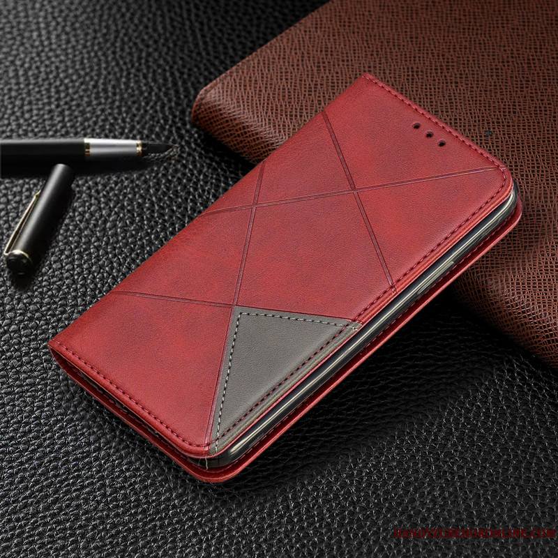 iPhone 12 Mini Coque Tout Compris Vin Rouge Housse De Téléphone Étui En Cuir Portefeuille