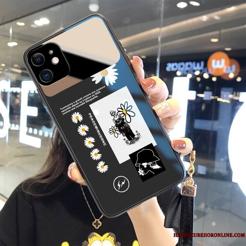 iPhone 12 Mini Créatif Verre Noir Miroir Marque De Tendance Mode Coque De Téléphone