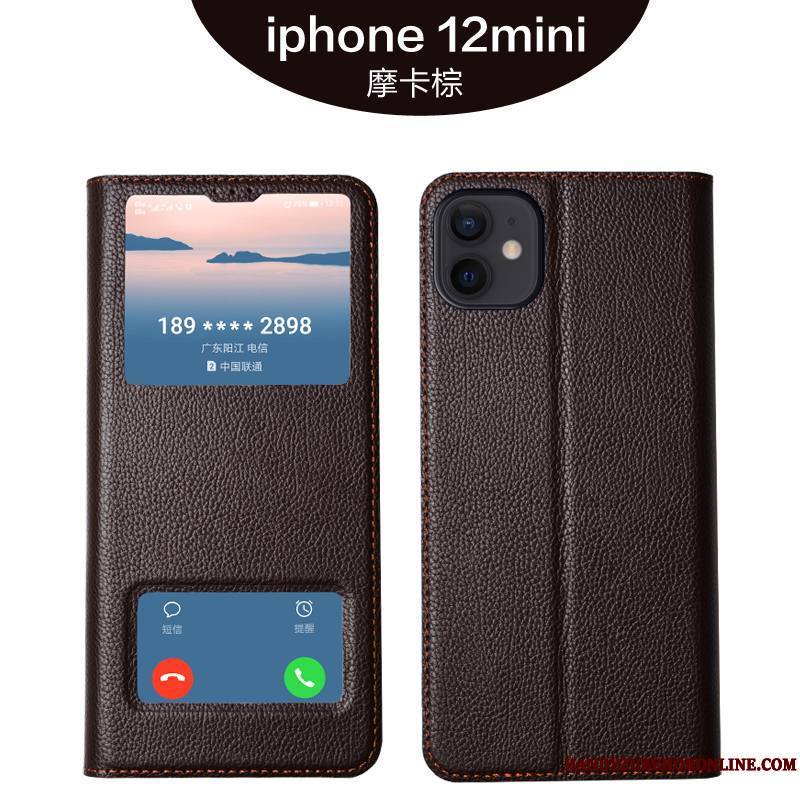 iPhone 12 Mini Cuir Coque De Téléphone Étui En Cuir Luxe Qualité Protection Cuir Véritable