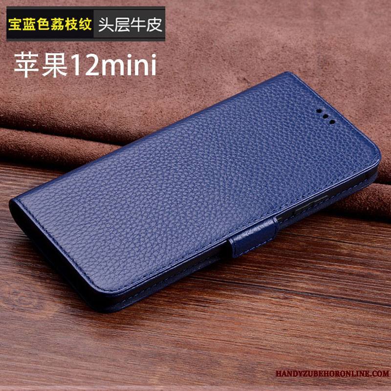 iPhone 12 Mini Incassable Business Bleu Marin Luxe Créatif Coque Support