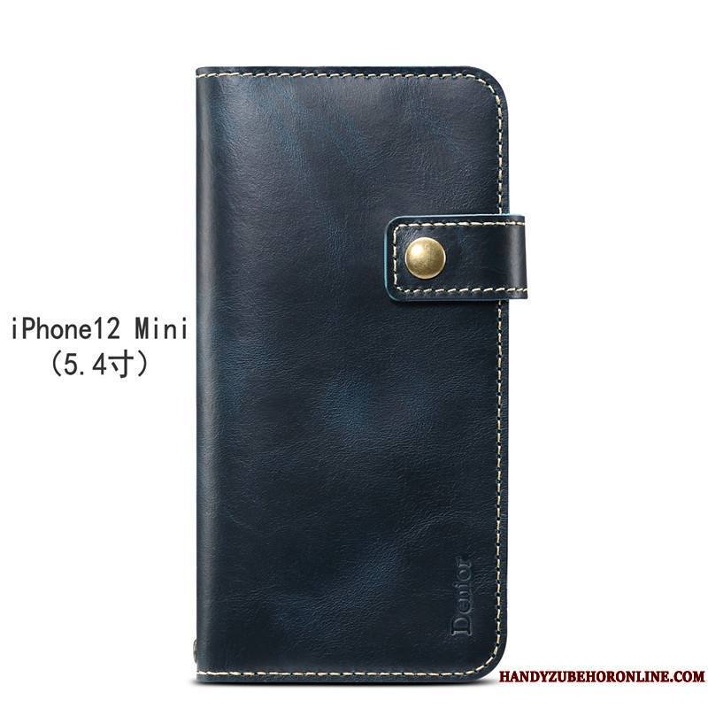 iPhone 12 Mini Incassable Étui En Cuir Protection Housse Coque De Téléphone