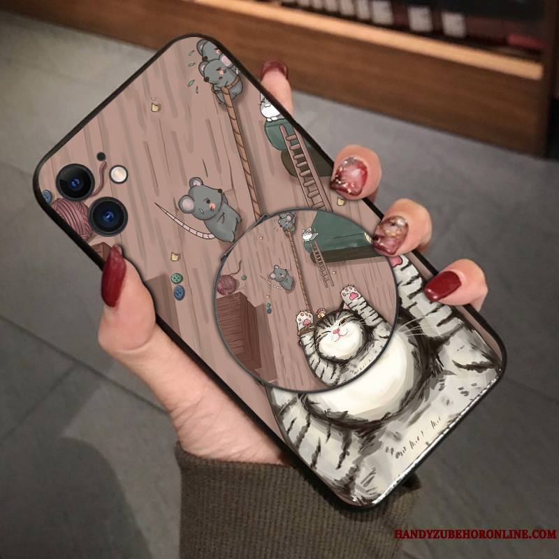 iPhone 12 Mini Marron Gaufrage Coque De Téléphone Dessin Animé Personnalité Créatif Fluide Doux