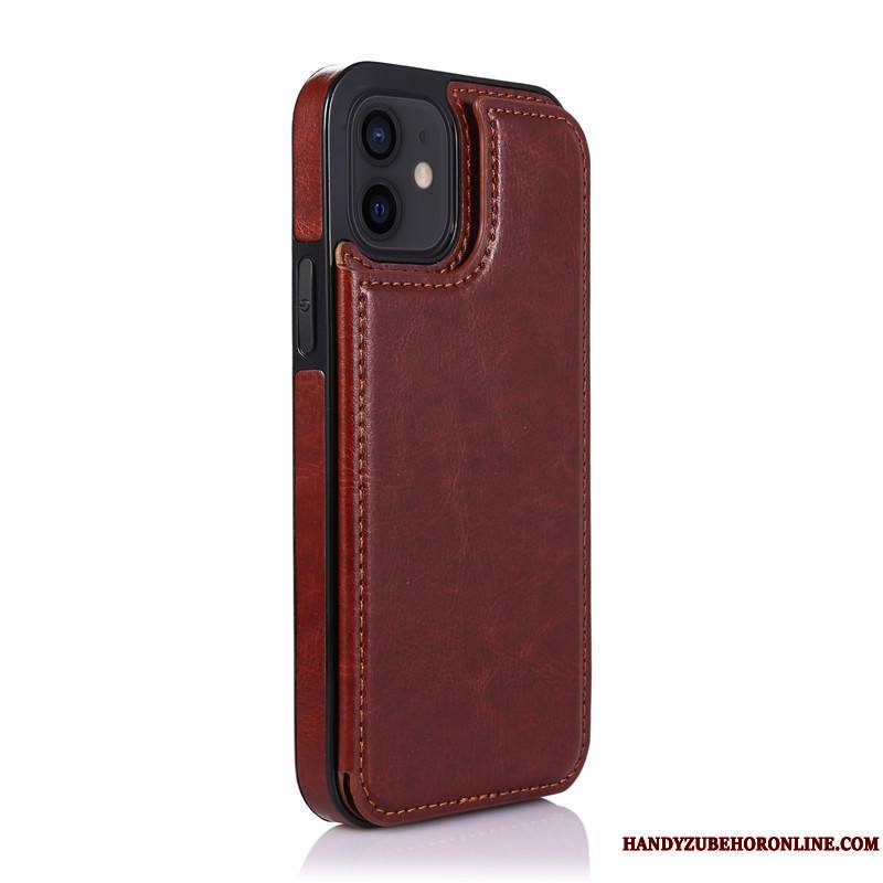 iPhone 12 Mini Noir Étui En Cuir Coque De Téléphone Tendance Carte