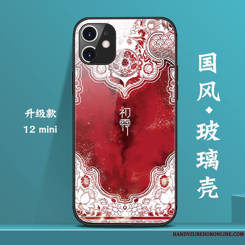 iPhone 12 Mini Style Chinois Coque De Téléphone Créatif Violet Marque De Tendance Nouveau Verre