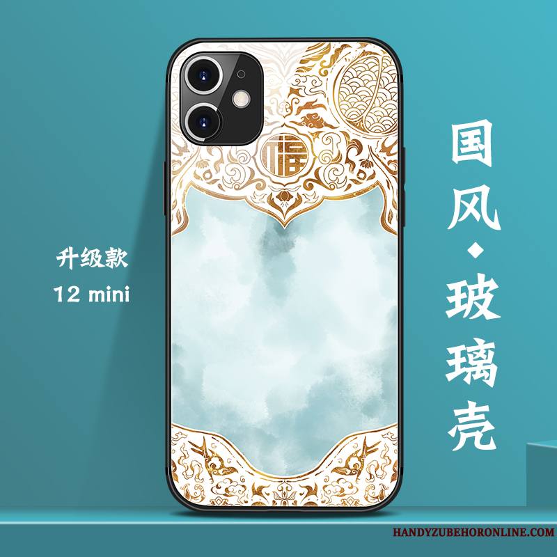 iPhone 12 Mini Style Chinois Coque De Téléphone Créatif Violet Marque De Tendance Nouveau Verre