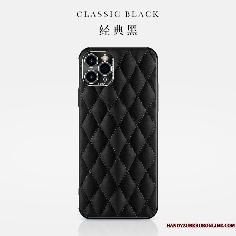 iPhone 12 Pro Coque Losange Nouveau Étui Cuir Véritable Personnalité Luxe Très Mince