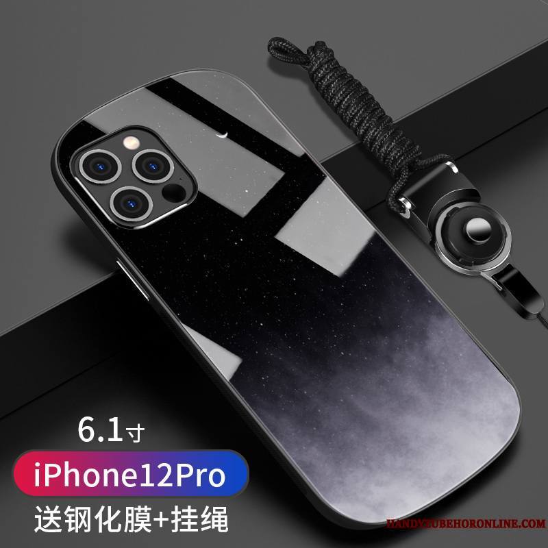 iPhone 12 Pro Coque Marque De Tendance Personnalité Net Rouge Nouveau Protection Noir Très Mince