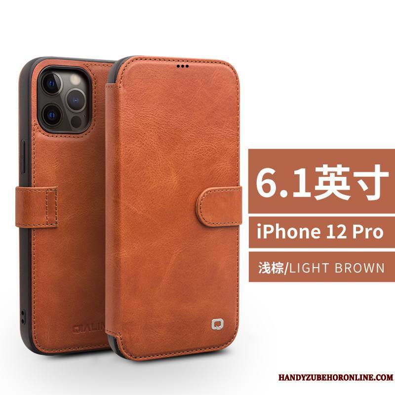 iPhone 12 Pro Luxe Coque De Téléphone Cuir Véritable Tout Compris Housse Étui Carte