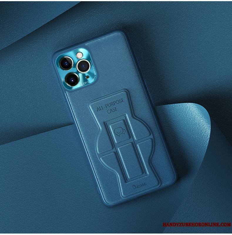 iPhone 12 Pro Max Bleu Coque De Téléphone Cuir Couleur Unie Étui Silicone Incassable