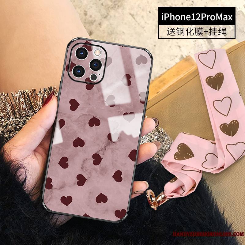 iPhone 12 Pro Max Coque Personnalité Très Mince Rose Nouveau Luxe Tout Compris Créatif