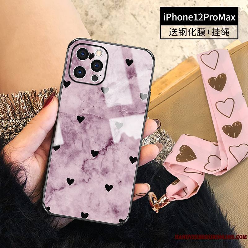 iPhone 12 Pro Max Coque Personnalité Très Mince Rose Nouveau Luxe Tout Compris Créatif