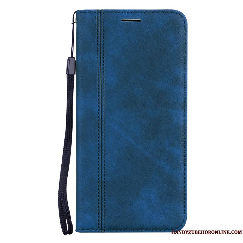 iPhone 12 Pro Max Coque Protection Étui En Cuir Téléphone Portable Bleu Ornements Suspendus Qualité Business