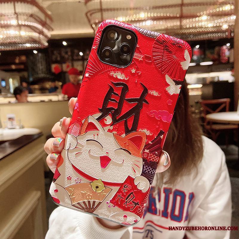 iPhone 12 Pro Max Coque Style Chinois Richesse Amoureux Chat Nouveau Personnalité Tout Compris