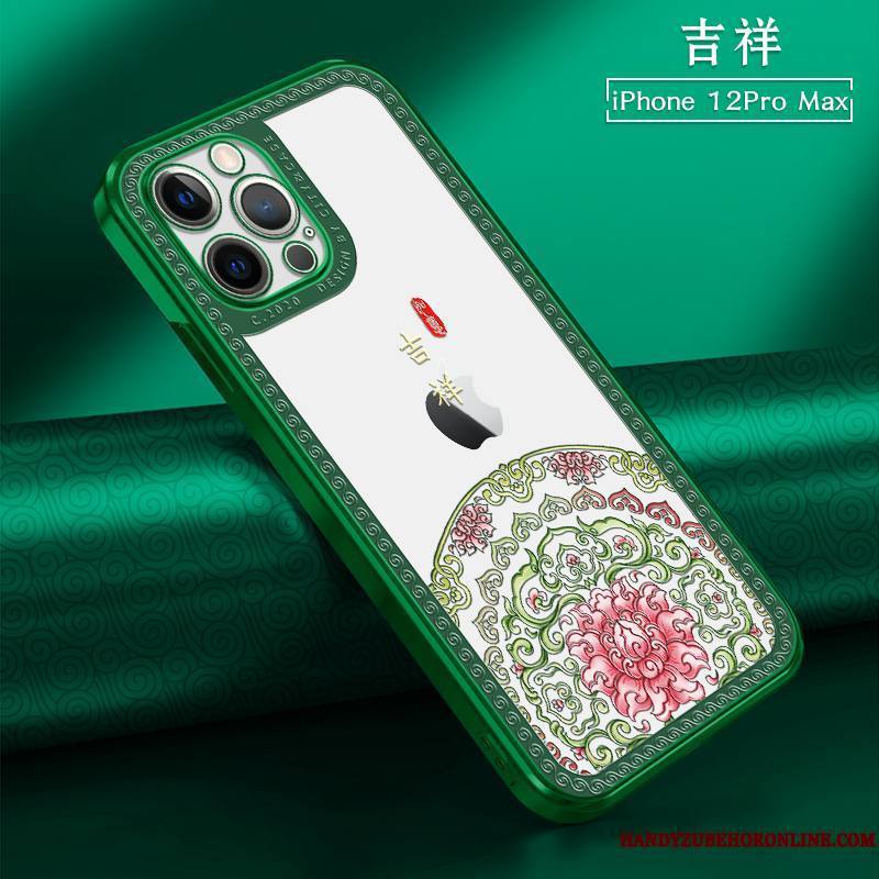 iPhone 12 Pro Max Mini Transparent Rouge Nouveau Style Chinois Coque Fluide Doux